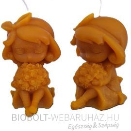 Méhviasz gyertya kislány csokorral